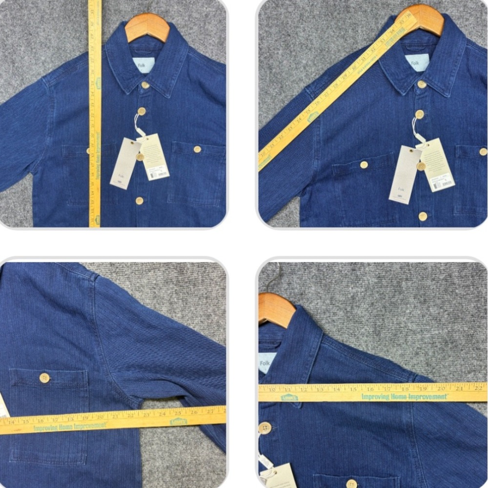 Folk Chore Jacket Herringbone Wash Twill Indigo Large NWT JMK/JM/2831 - Picture 8 of 15